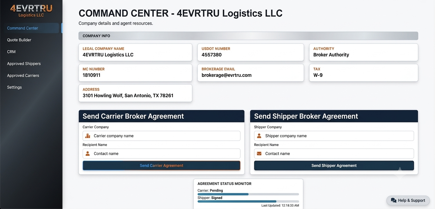 4EVRTRU Logistics Command Center